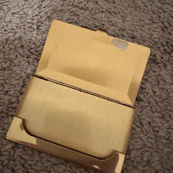 Vintage Solid Brass Metal Card Holder with Intricate Etched Name - Picture 2 of 4